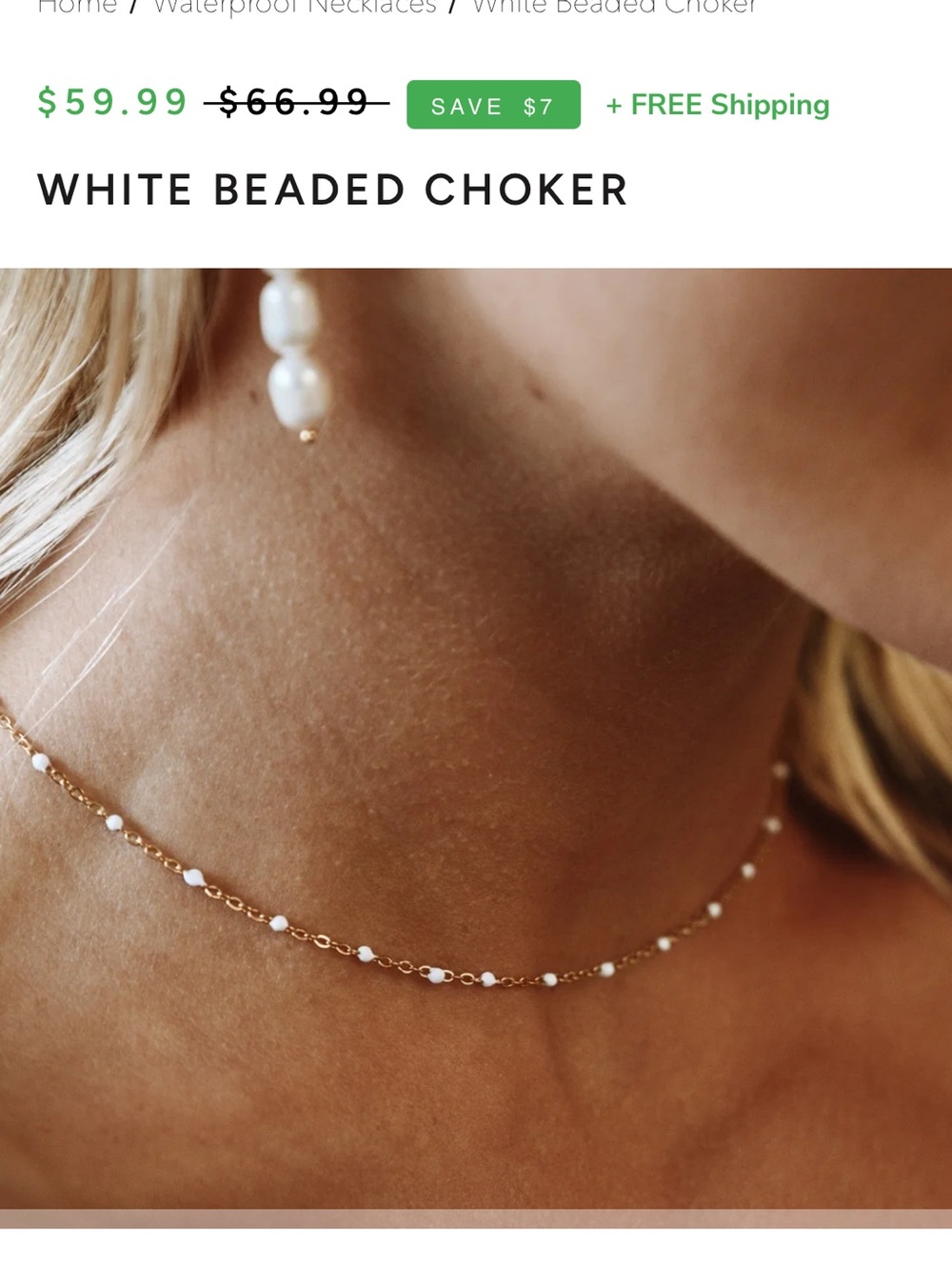 Delicate White Beaded Choker Necklace - Atolea